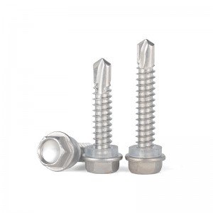 304 stainless steel cross hex flange screw DIN7976 outer hexagonal drill tail screw