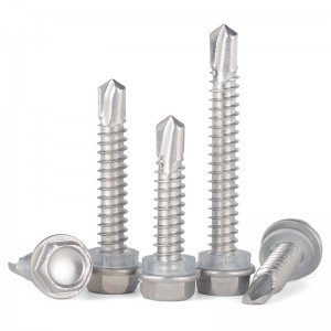 304 stainless steel cross hex flange screw DIN7976 outer hexagonal drill tail screw