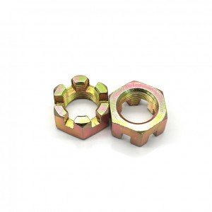 High Strength Grade 4 8 10 12 Steel Color Yellow Zinc Plated DIN935 Castle Nuts