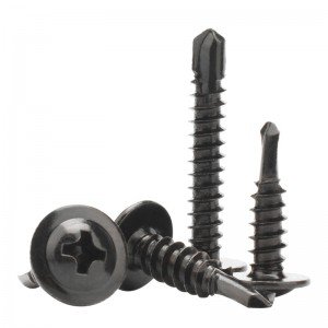 Black cross large flat head drill tail screw DIN7504 Round head self-drilling screw with gasket