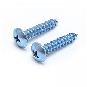 High strength half round head self-tapping screw Cross blue white zinc pan head screw