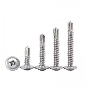 Galvanized round head cross recessed tapping screws Self drilling tail screw with gasket