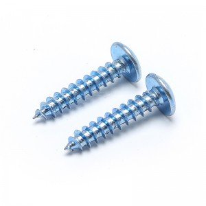 High strength half round head self-tapping screw Cross blue white zinc pan head screw