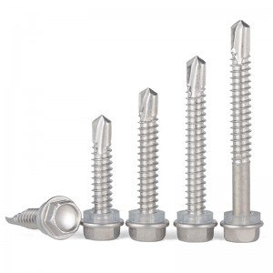 304 stainless steel cross hex flange screw DIN7976 outer hexagonal drill tail screw