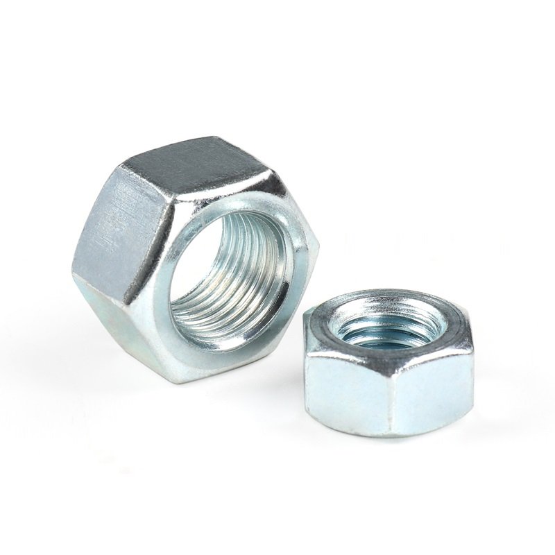 High Strength Grade 4 8 10 12 Steel Galvanized Blue White Zinc Plated DIN934 Hex Nuts Featured Image