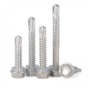 304 stainless steel cross hex flange screw DIN7976 outer hexagonal drill tail screw