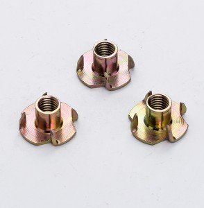 DIN1624 Color Yellow Zinc Plated Female Wood T Tee Four Claw Nut 4 Prong Tee Nuts
