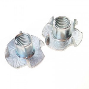 Galvanized Zinc Plated Female Wood T Tee Four Claw Nut 4 Prong Tee Nuts